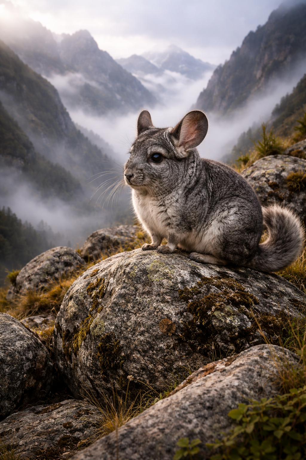 Photorealistic painting of a chinchilla