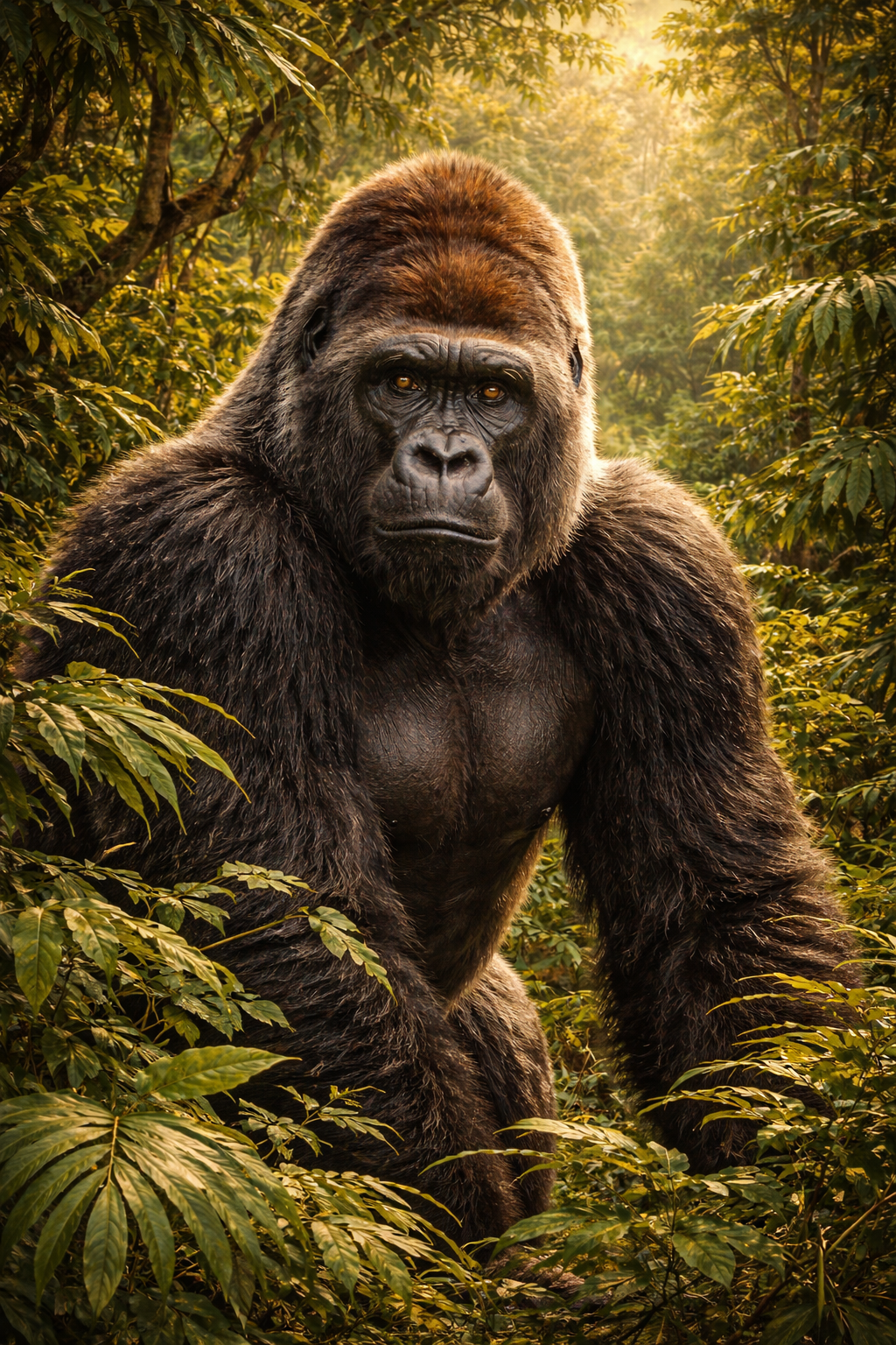 Photorealistic painting of a gorilla